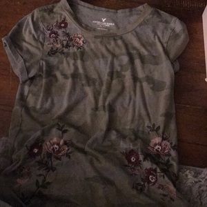 Camo t with floral print